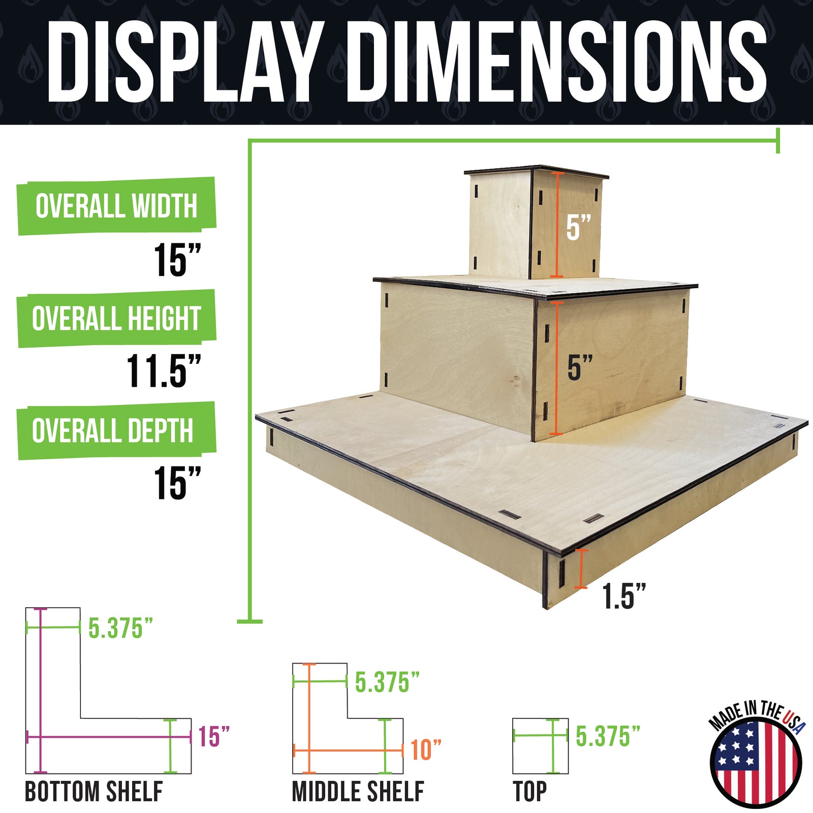 3-Tier Heavy Duty Corner Display Stand - Great for Soap, Cups, Tumblers and More