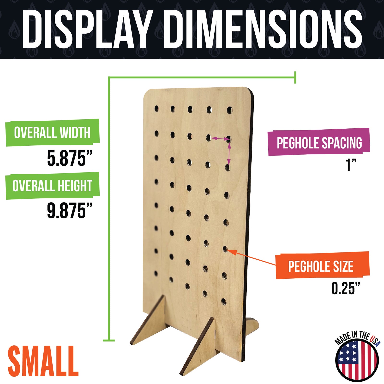 Pegboard Display in Various Sizes and Colors - Great for Peg Board Hooks or Bins and More