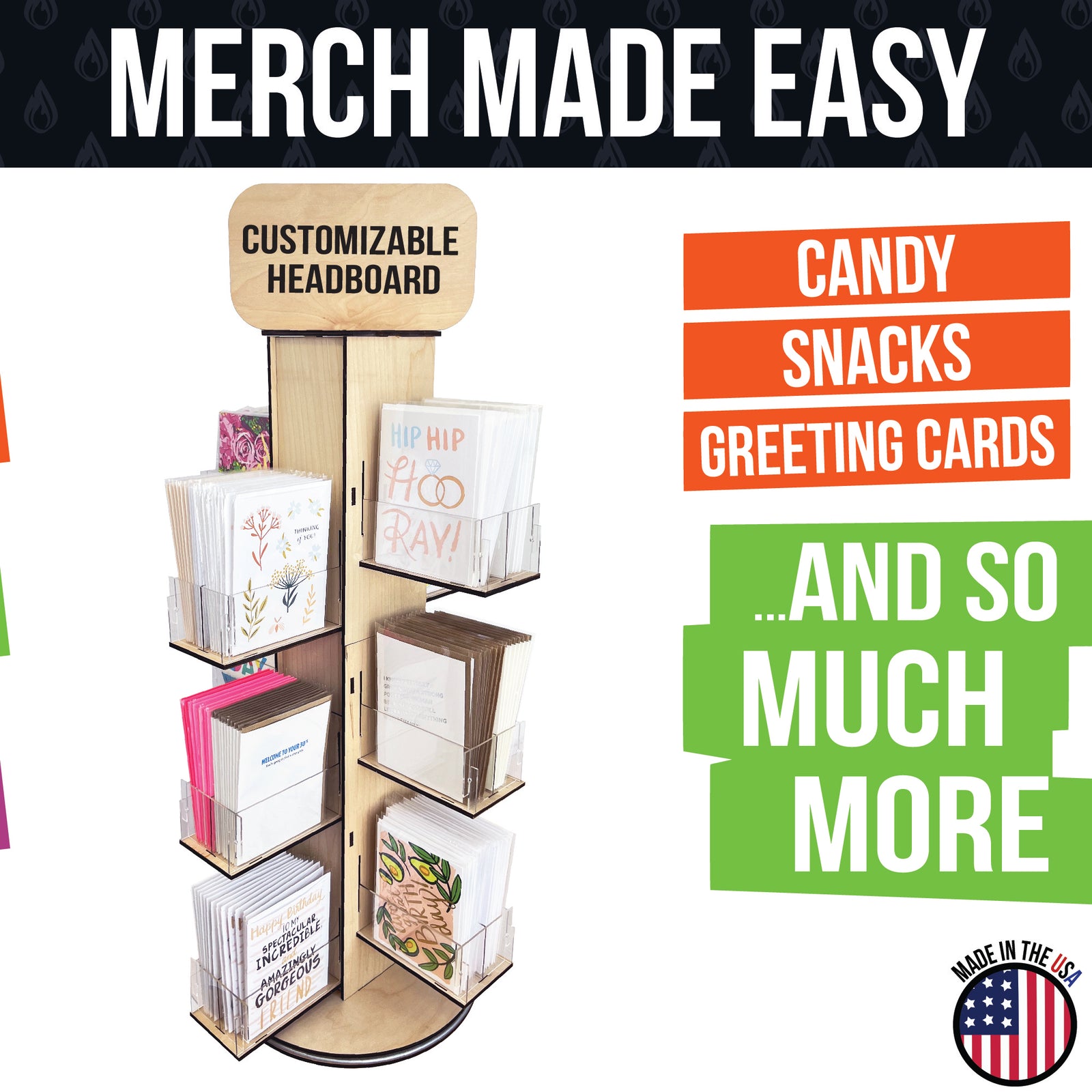 4-Sided Multi-Tiered Acrylic Rotating Display Stand - Great for Stationary, Greeting Cards and More