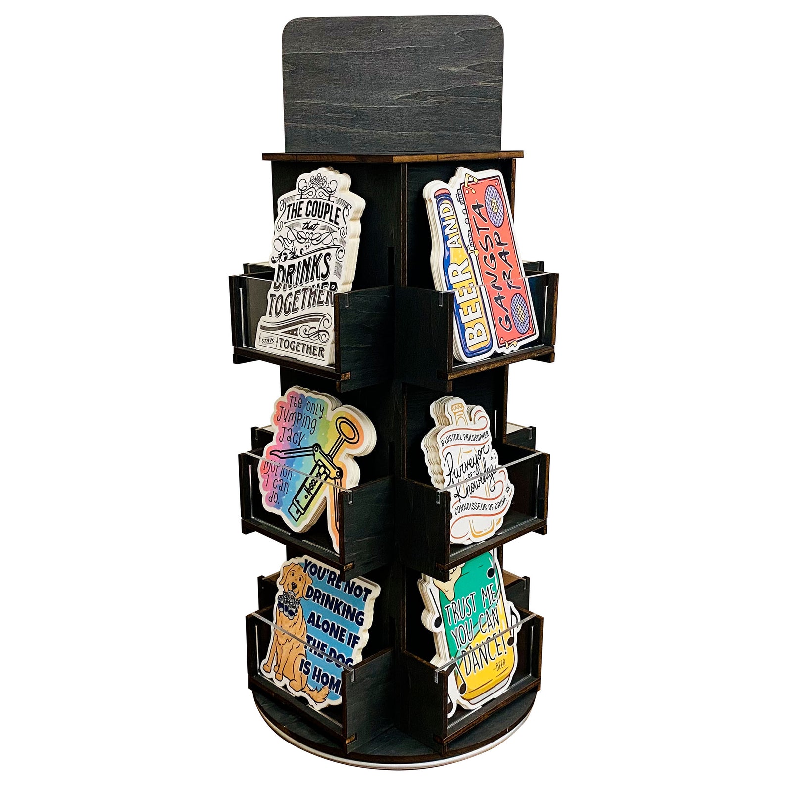 4-Sided Rotating Display Stand - Great for Stickers, Decals, Small Cards and More