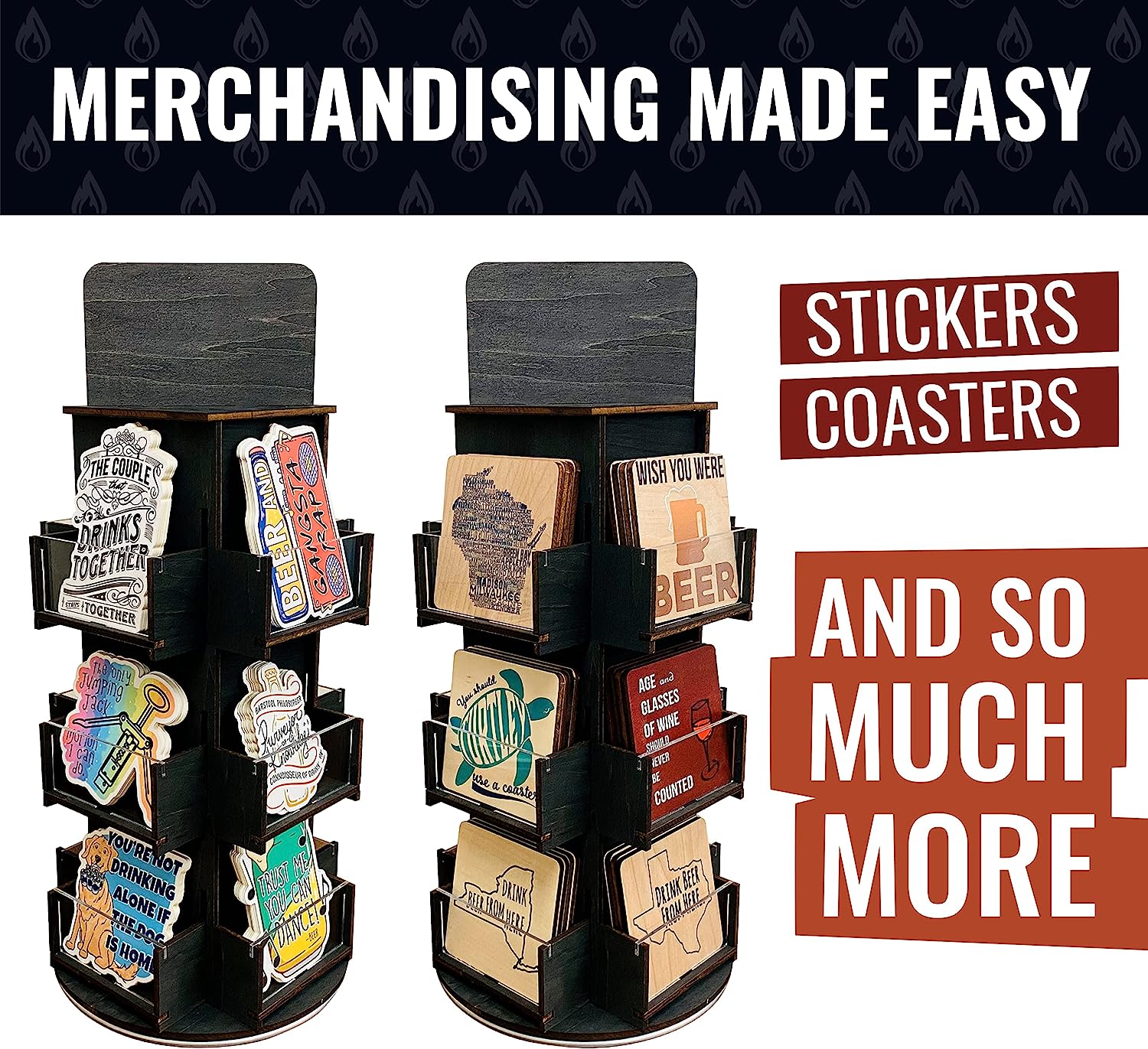 4-Sided Rotating Display Stand - Great for Stickers, Decals, Small Cards and More