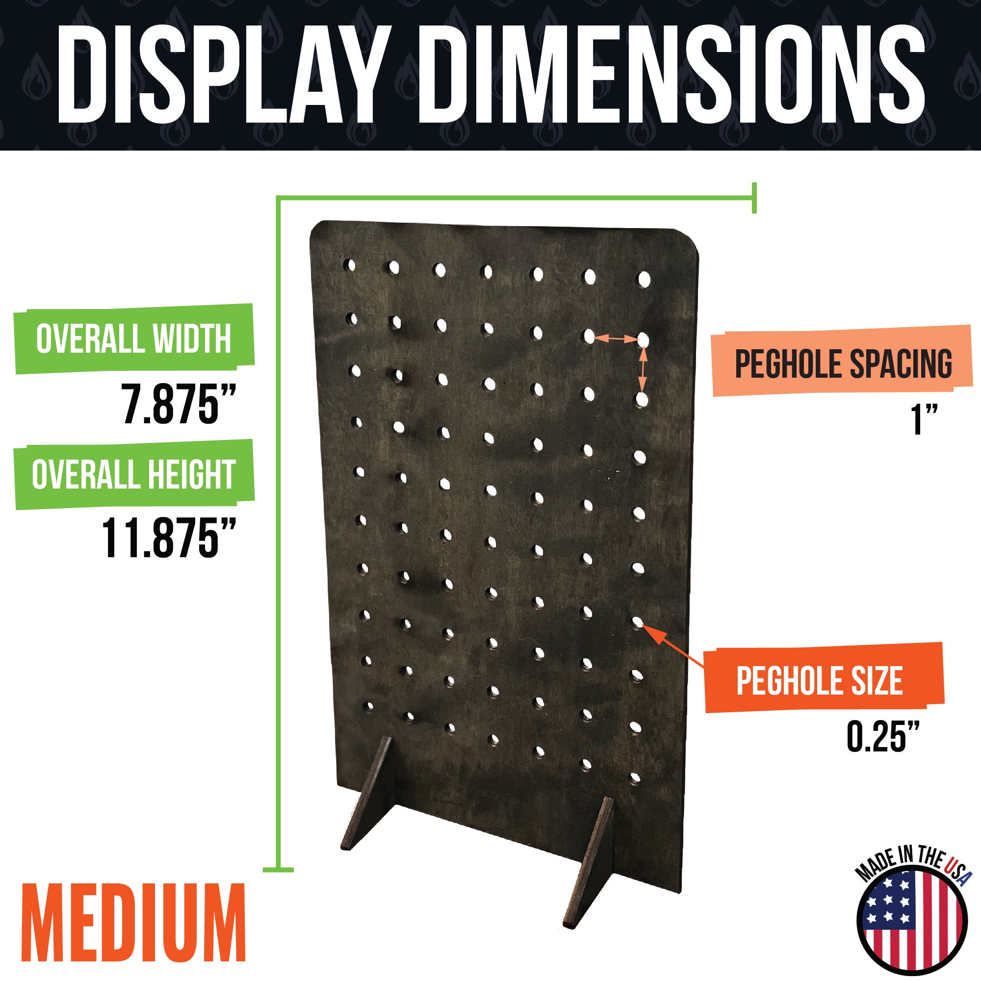 Pegboard Display in Various Sizes and Colors - Great for Peg Board Hooks or Bins and More