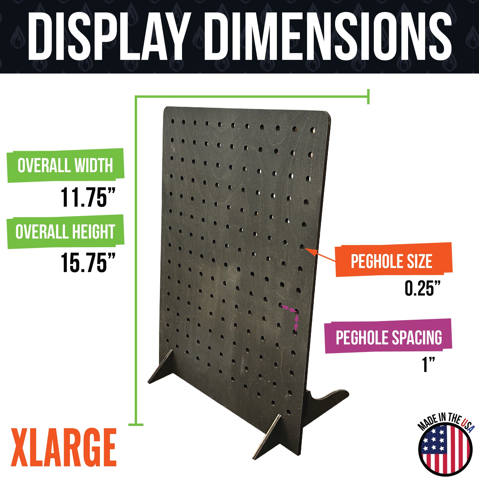 Pegboard Display in Various Sizes and Colors - Great for Peg Board Hooks or Bins and More