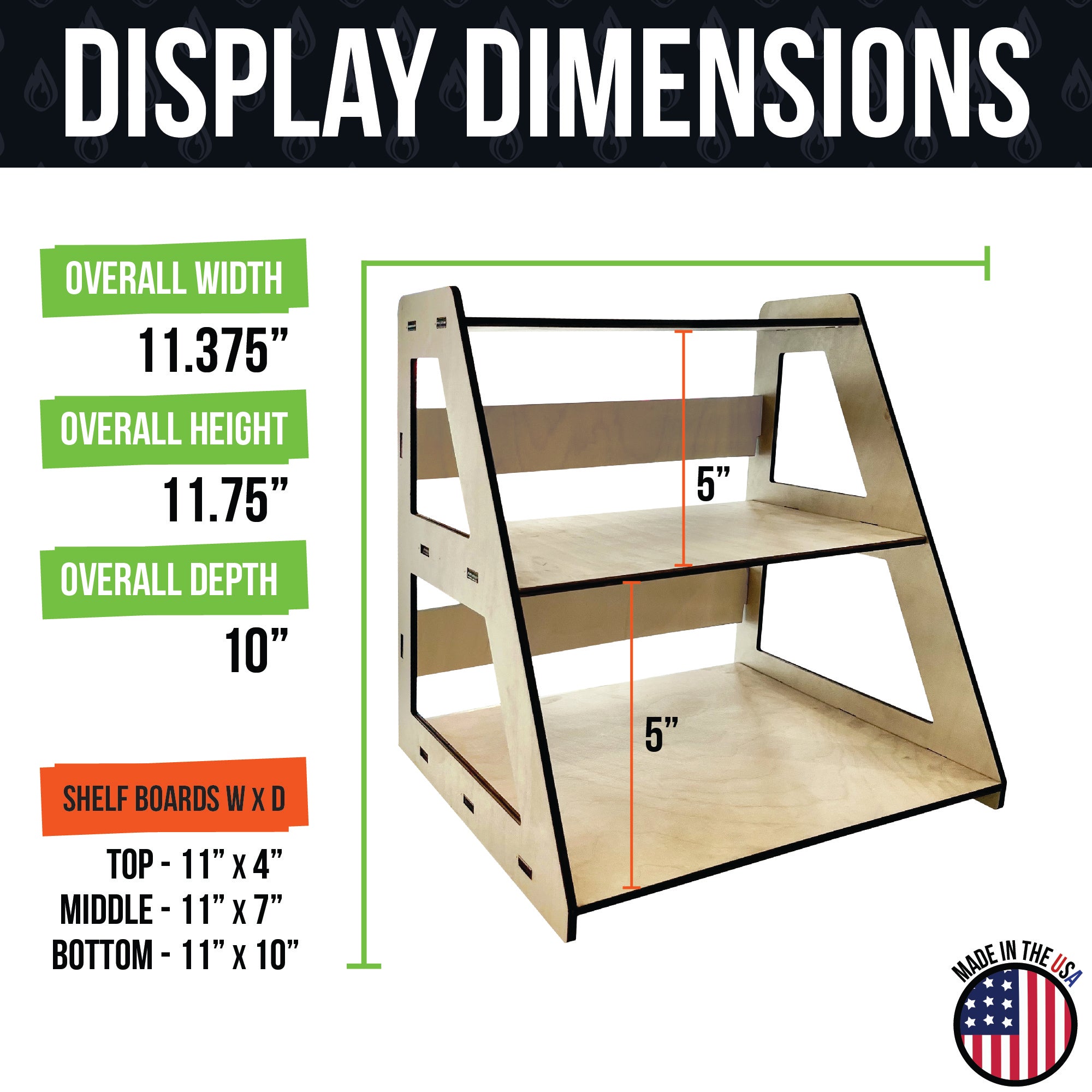 3-Tier Counter Display Stand with Deep Shelves - Great for Candles, Jars and More