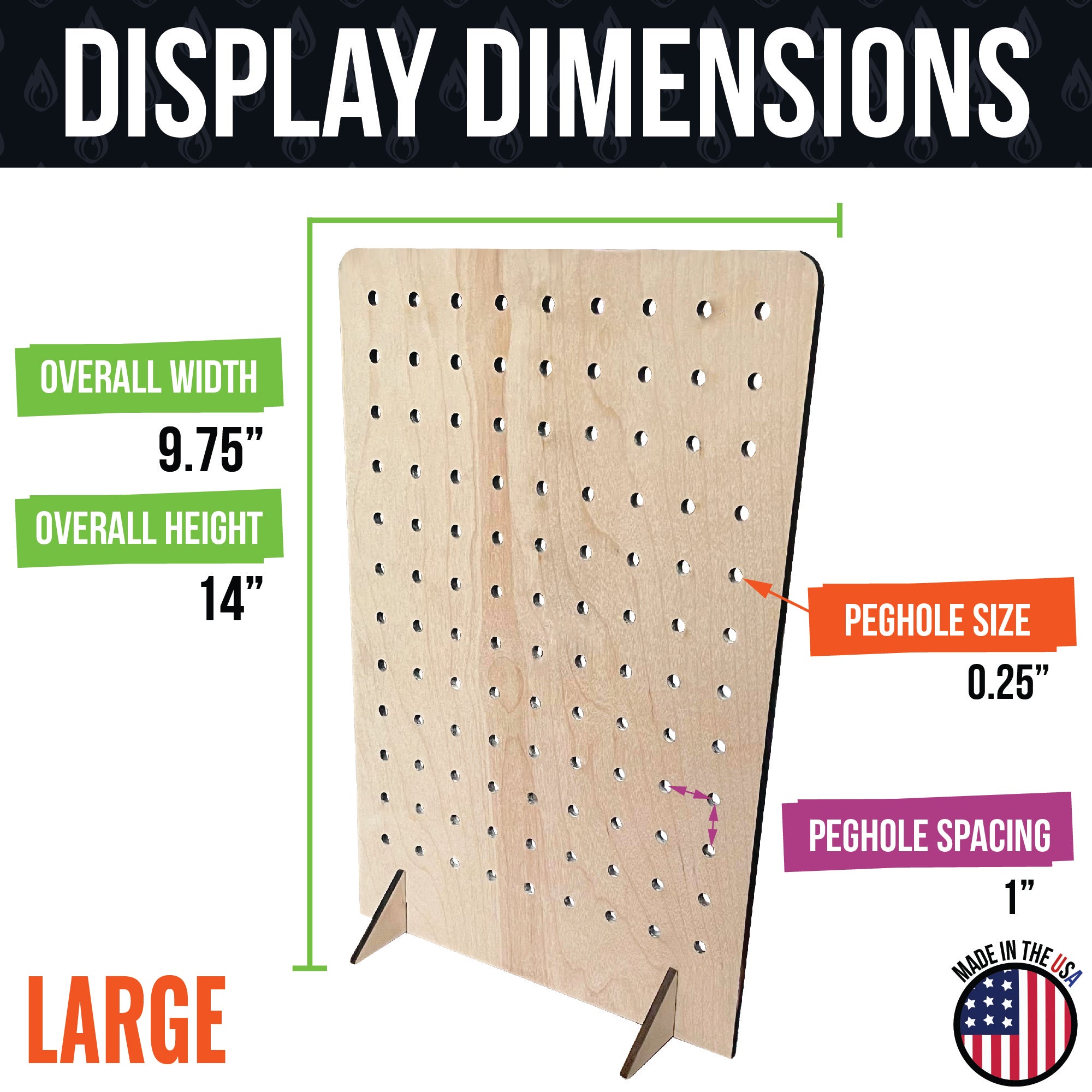 Pegboard Display in Various Sizes and Colors - Great for Peg Board Hooks or Bins and More