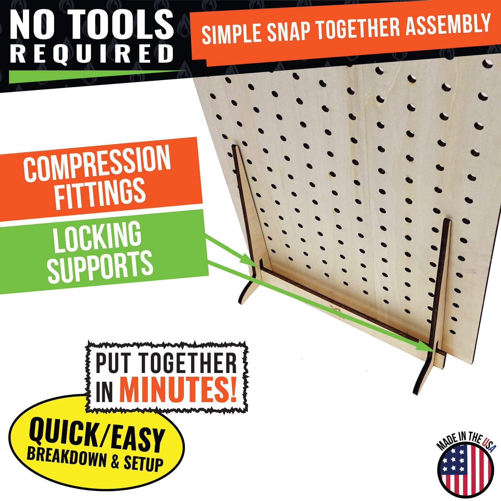 Pegboard Display in Various Sizes and Colors - Great for Peg Board Hooks or Bins and More