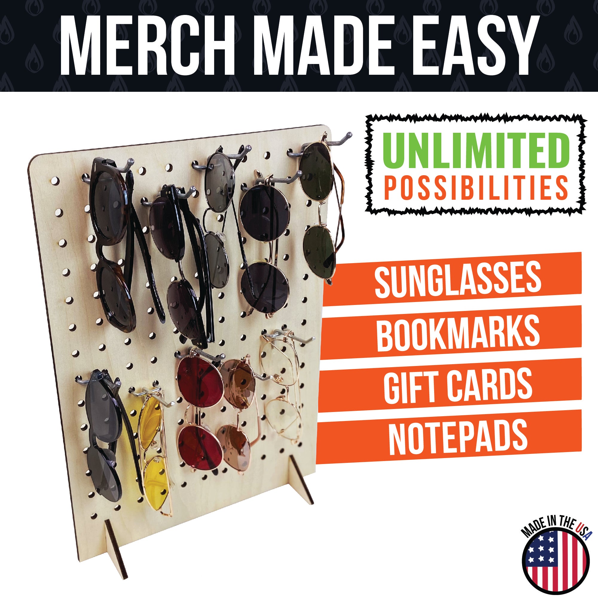 Pegboard Display in Various Sizes and Colors - Great for Peg Board Hooks or Bins and More