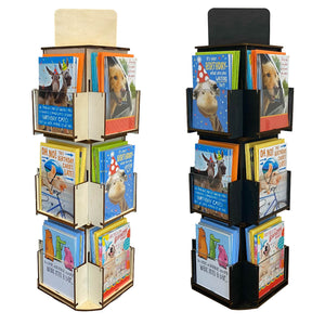 3 Tier Rotating Greeting Card Display Stand - Great for Stationary, Stickers, Postcards  A4, A6, A7, 4 bar and More
