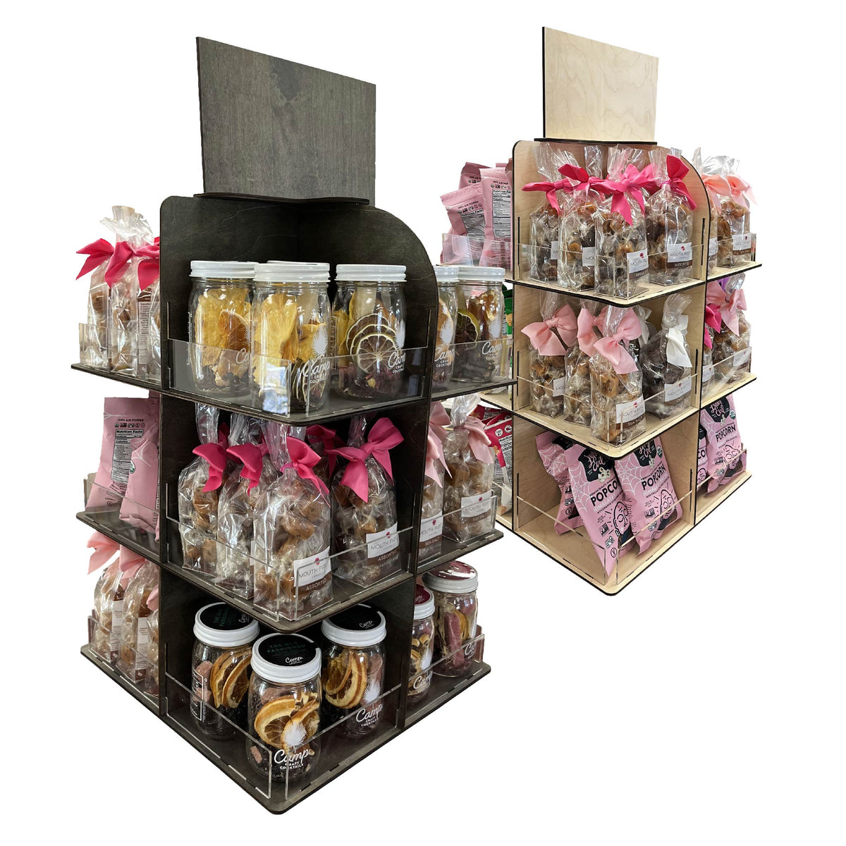 4-Sided Multi Bin Rotating Display Stand - Great for Snacks, Candy Produce and More