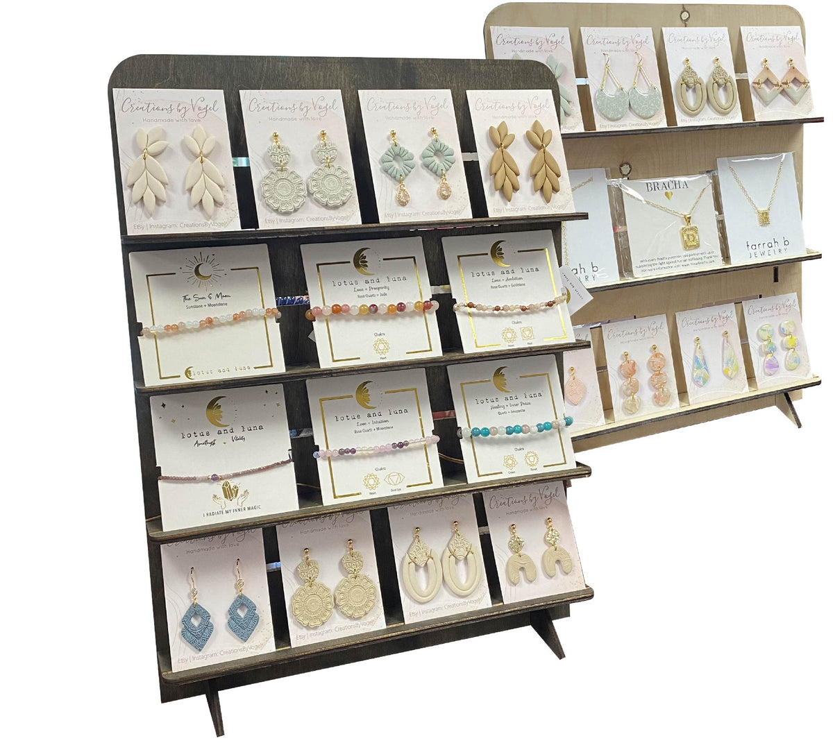 Jewelry &amp; Small Product Display Stand with Adjustable Shelves - Great for Jewelry or Cards