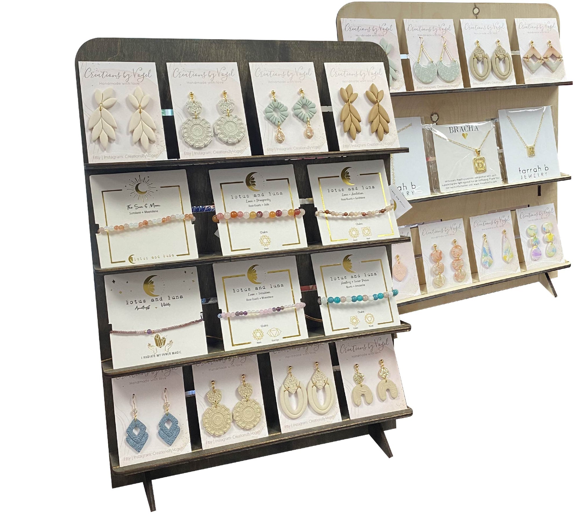 Jewelry & Small Product Display Stand with Adjustable Shelves - Great for Jewelry or Cards