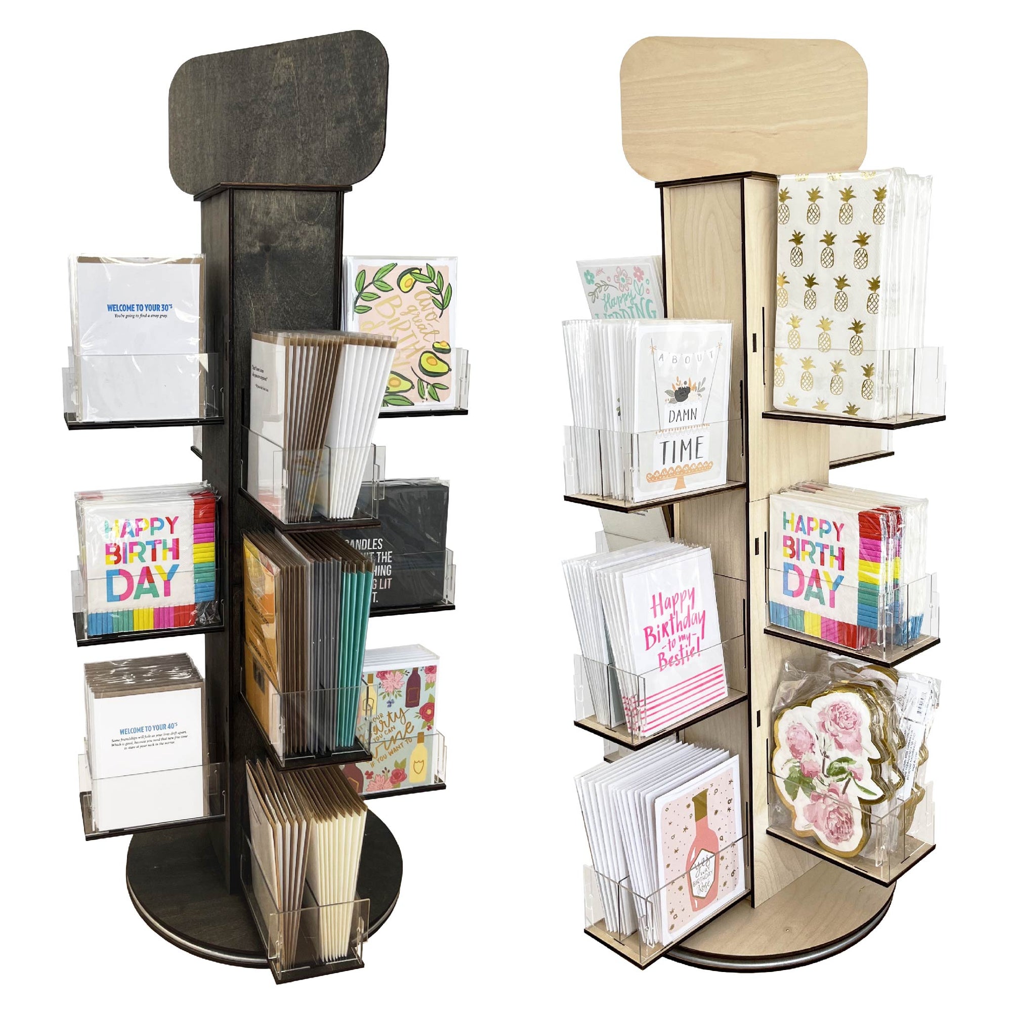 4-Sided Multi-Tiered Acrylic Rotating Display Stand - Great for Stationary, Greeting Cards and More