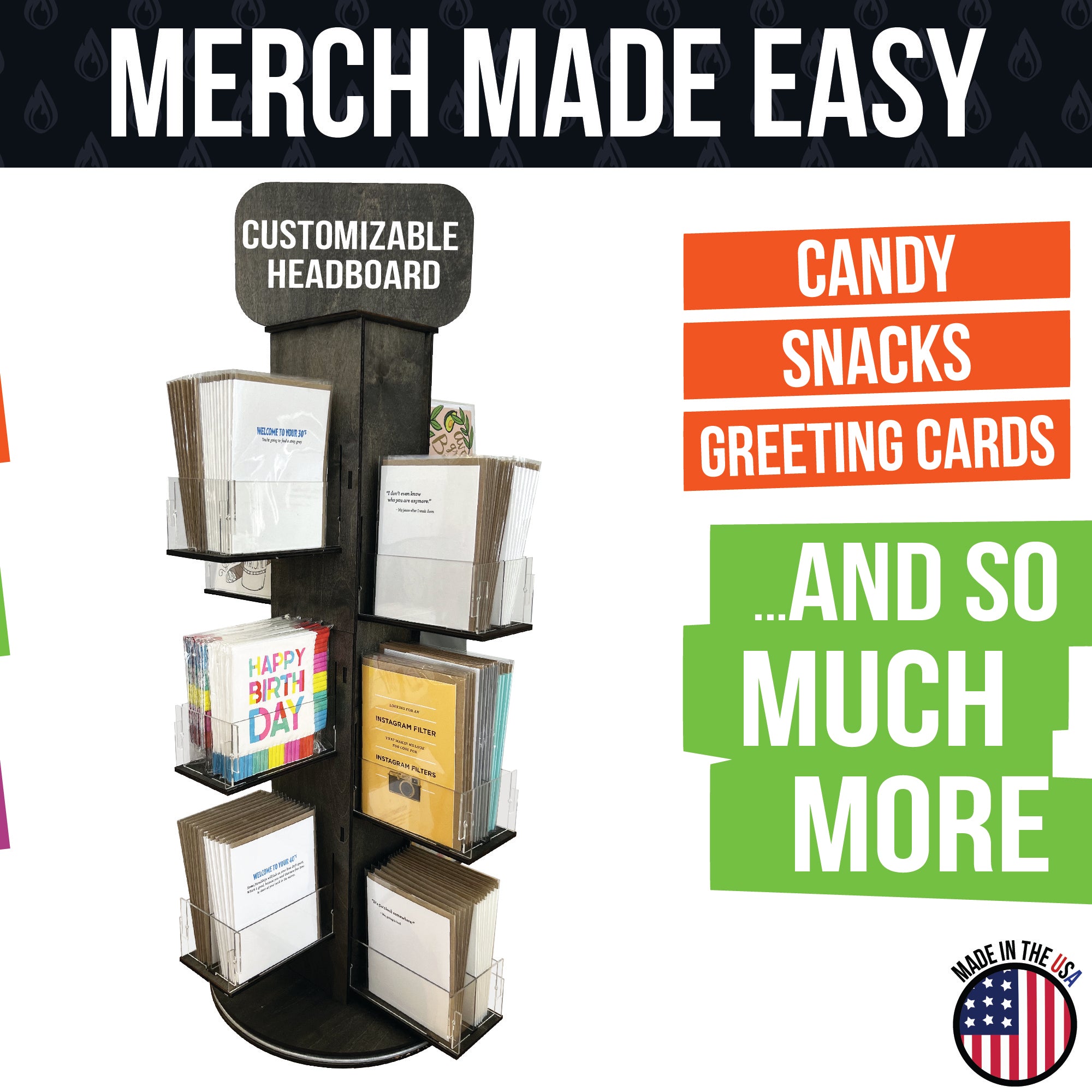 4-Sided Multi-Tiered Acrylic Rotating Display Stand - Great for Stationary, Greeting Cards and More