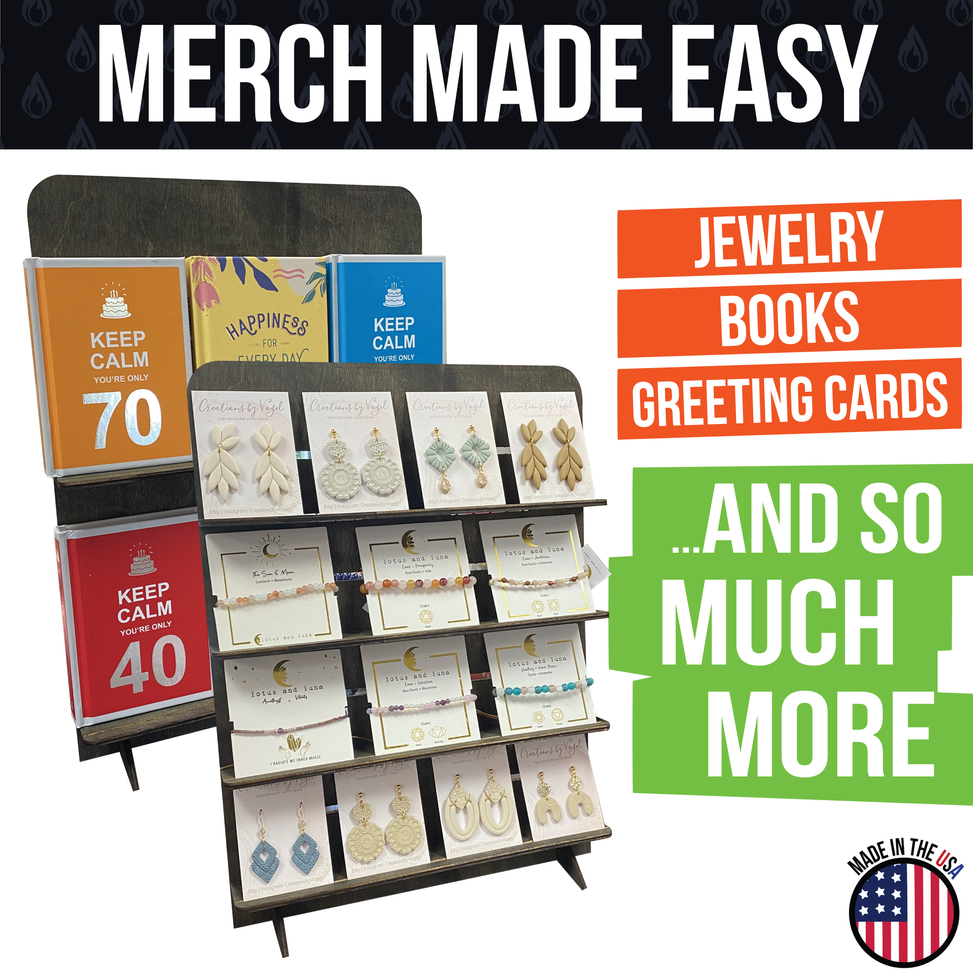 Jewelry & Small Product Display Stand with Adjustable Shelves - Great for Jewelry or Cards