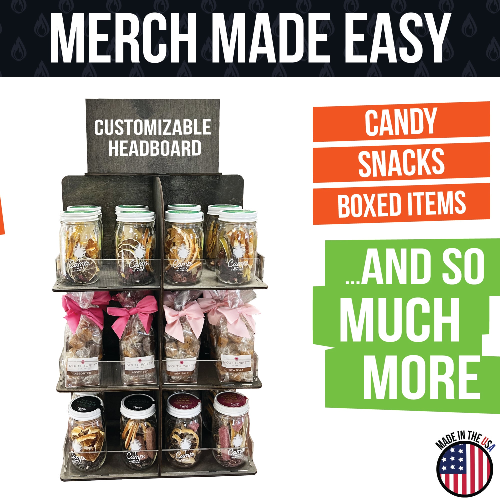 4-Sided Multi Bin Rotating Display Stand - Great for Snacks, Candy Produce and More