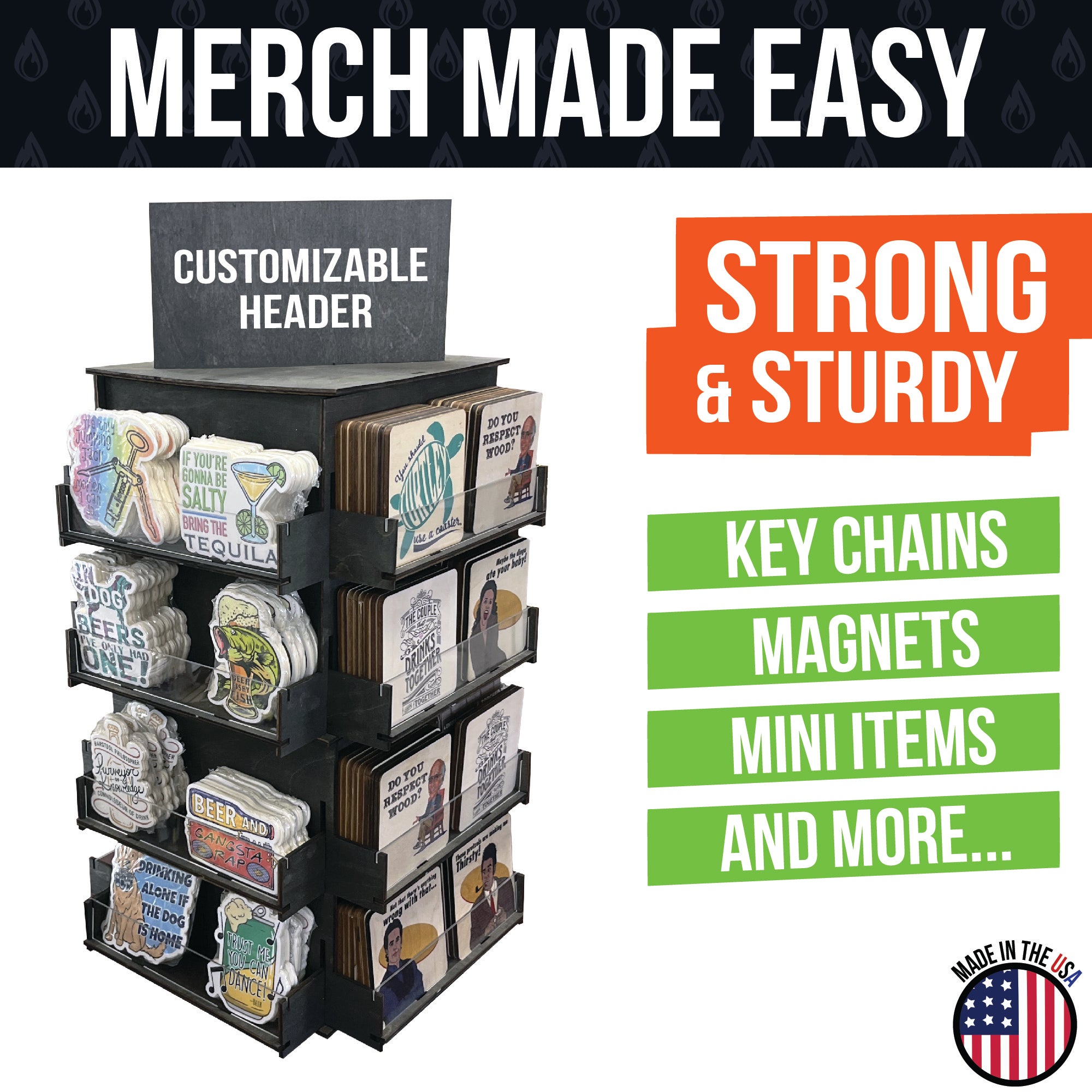 4-Sided Multi Level Rotating Display Stand - Great for Stickers, Coasters and More