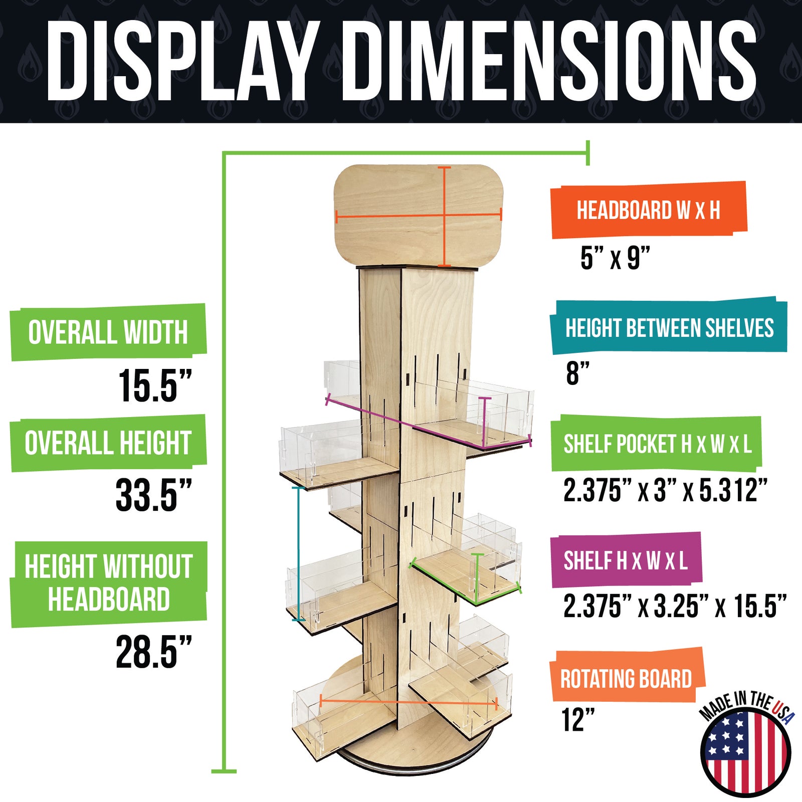 4-Sided Multi-Tiered Acrylic Rotating Display Stand - Great for Stationary, Greeting Cards and More