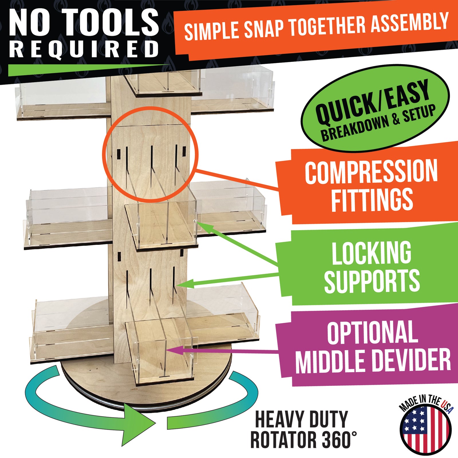 4-Sided Multi-Tiered Acrylic Rotating Display Stand - Great for Stationary, Greeting Cards and More
