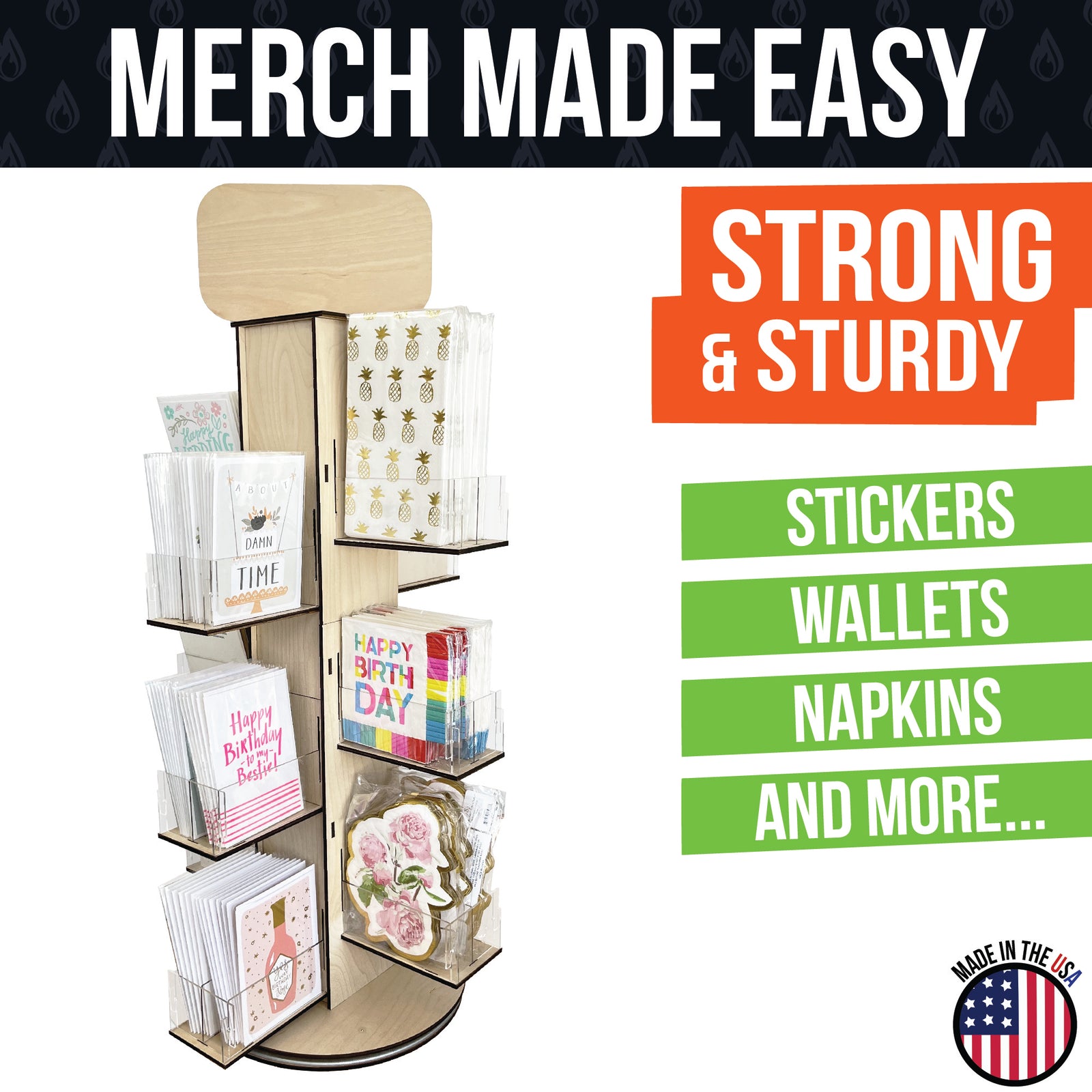 4-Sided Multi-Tiered Acrylic Rotating Display Stand - Great for Stationary, Greeting Cards and More