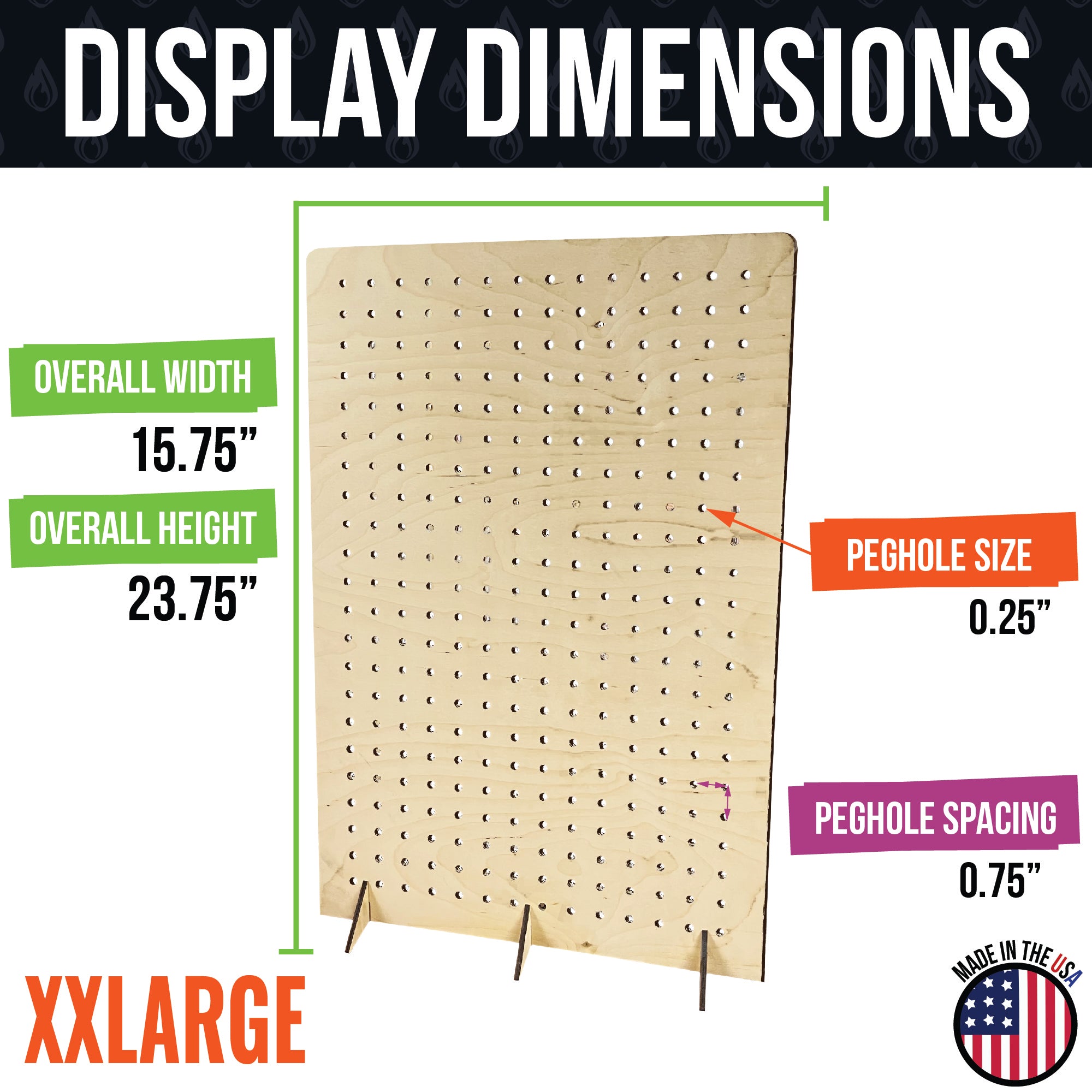 Pegboard Display in Various Sizes and Colors - Great for Peg Board Hooks or Bins and More