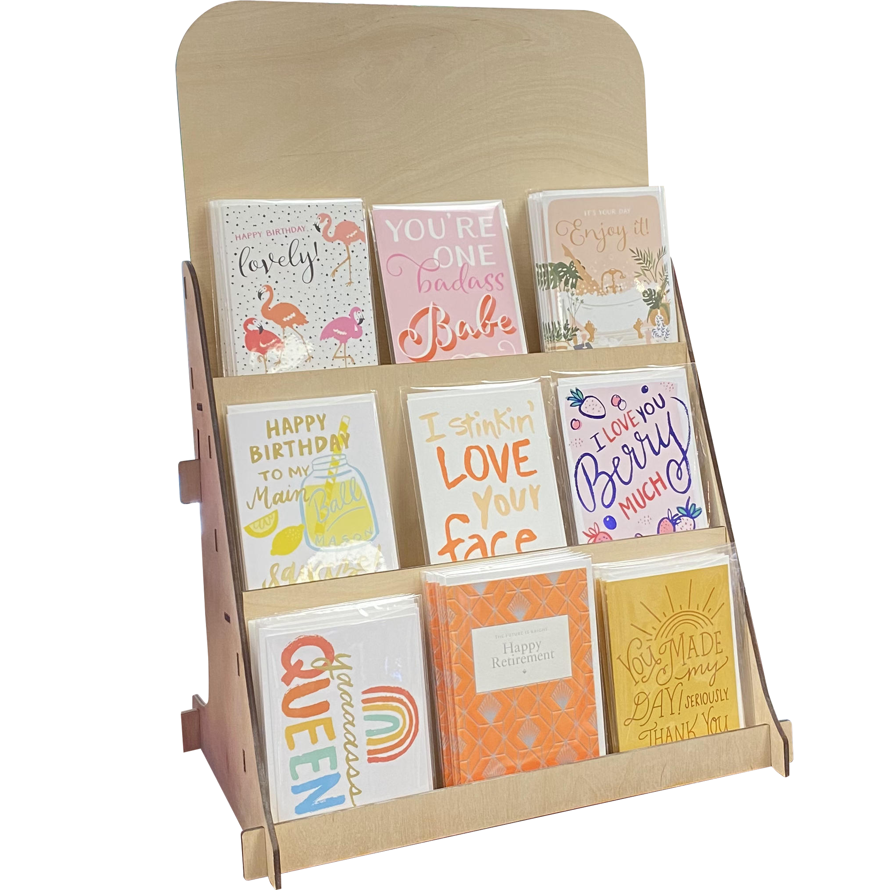 greeting card display case Source One Deluxe Clear Acrylic Countertop 1 & 3 Pockets Available (1, 1 Pocket Plain) It holds standard greeting cards Multi Level Greeting Card Display