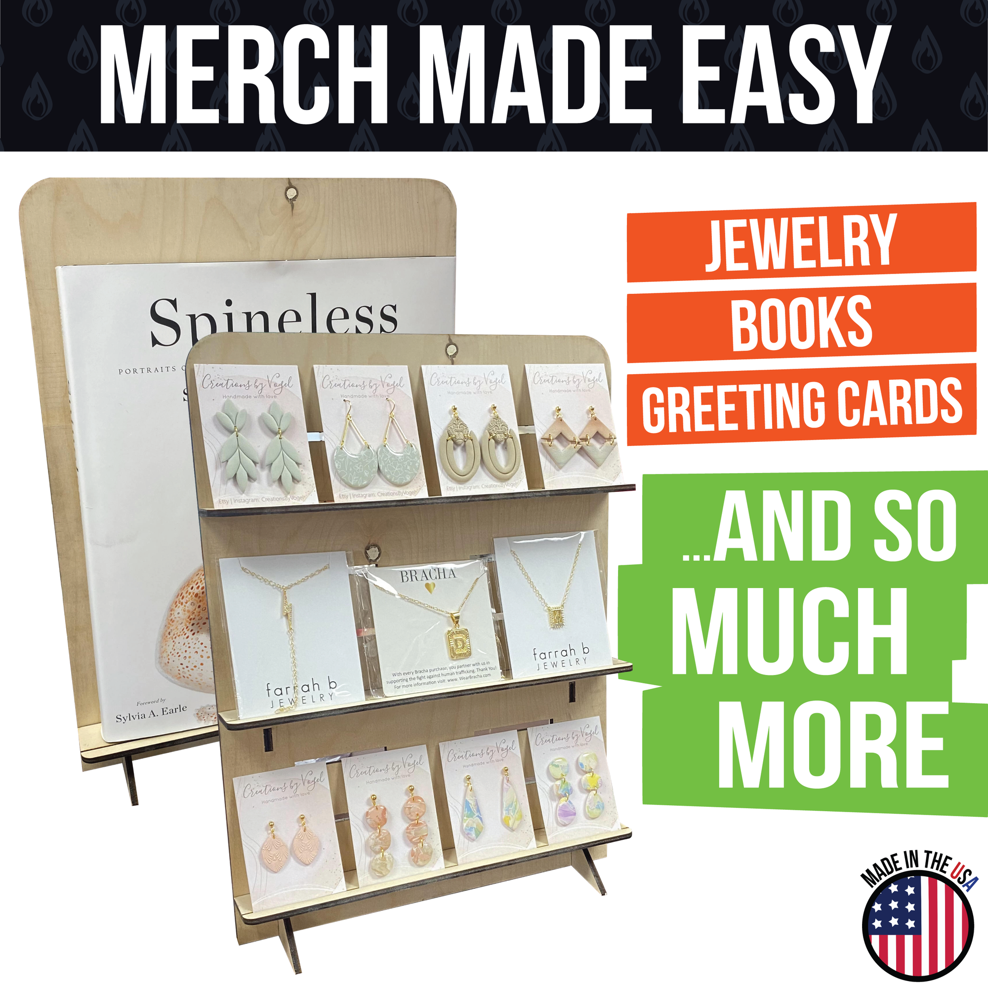 Jewelry & Small Product Display Stand with Adjustable Shelves - Great for Jewelry or Cards