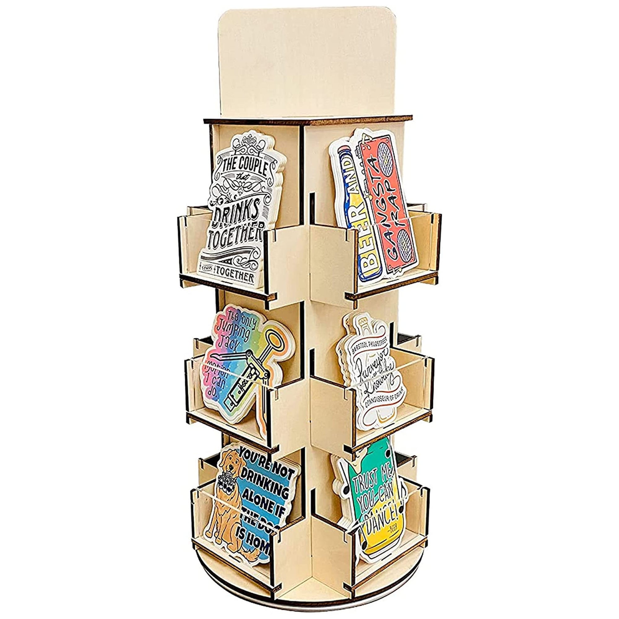 4-Sided Rotating Display Stand - Great for Stickers, Decals, Small Cards and More